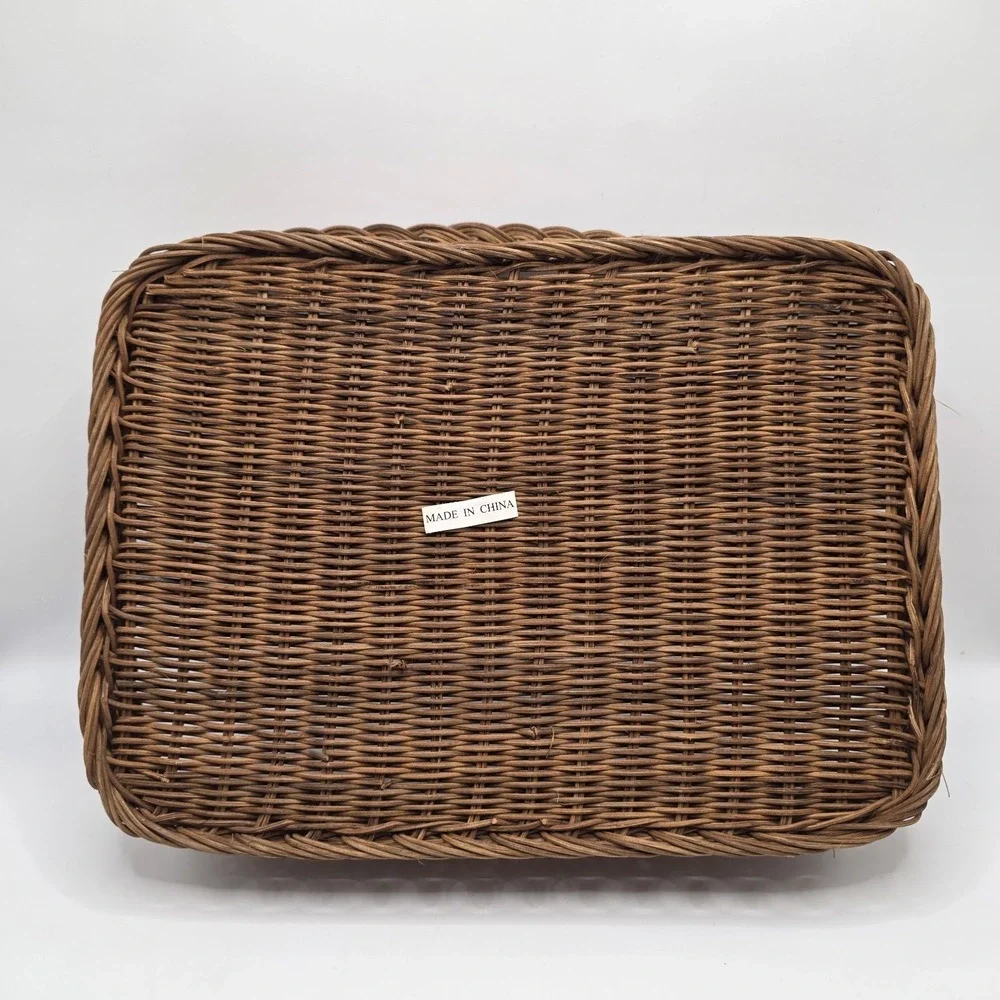 Wicker Coffee Table‎ Basket 15x11 Rectangular Woven Rattan Ottoman Basket Decor